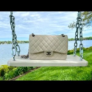 🚨SOLD🚨Chanel Jumbo Classic Double Flaps Bag in Rare Neutral Ivory Lambskin